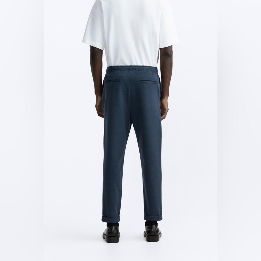 Zara Man Ankle Flat Front Chino Pants Navy 31/28